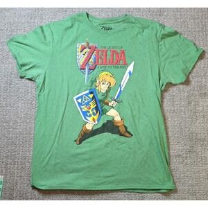 The Legend of Zelda Nintendo Link Graphic Crew Neck Green T-Shirt  Large